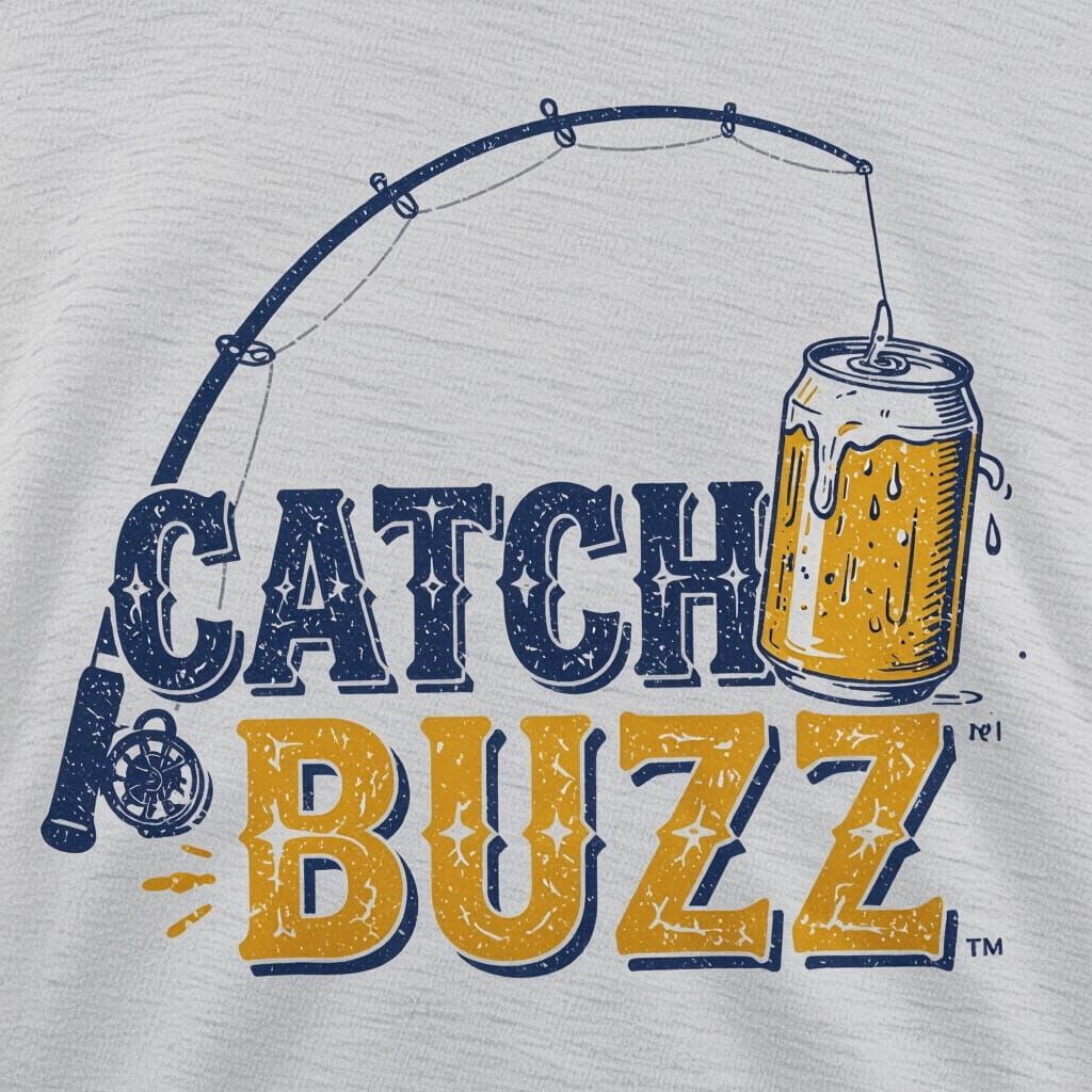 Fishing Pole Hooks Beer Can Logo Design