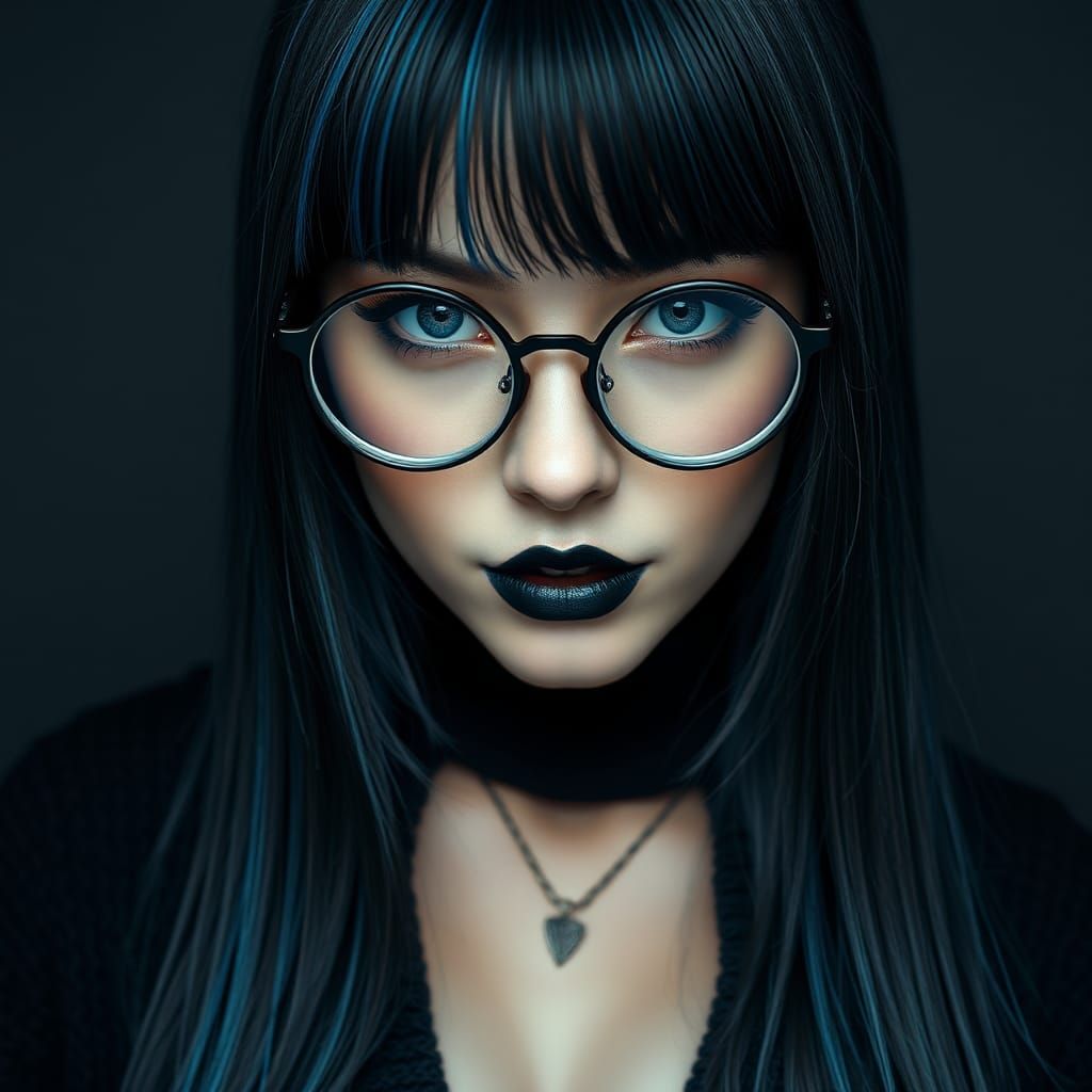Radiant Goth Woman Portrait in Hyper-Realistic Style