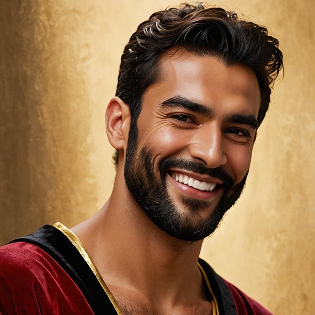 Joyful Man in Velvet Robe, Impressionist Impasto Painting