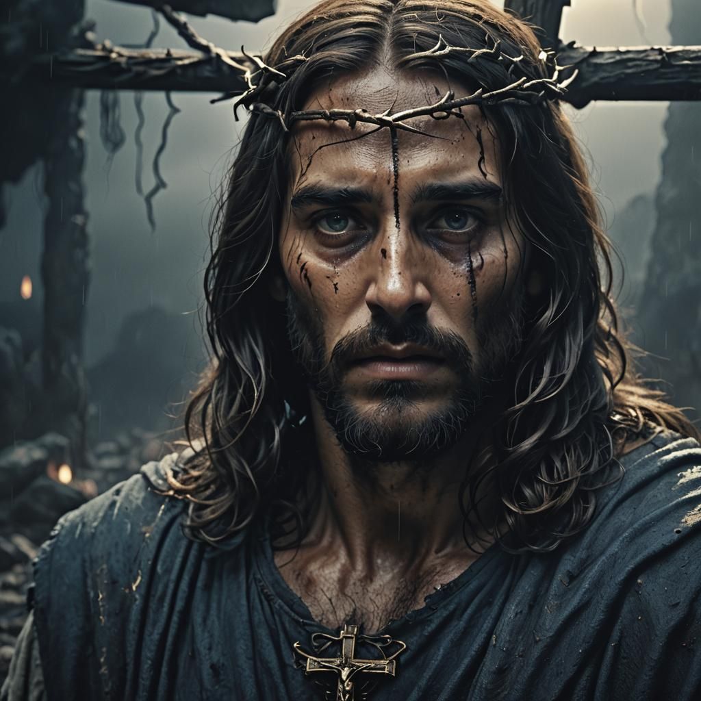 Jesus Christ on the Cross: Caravaggio-Inspired Digital Art