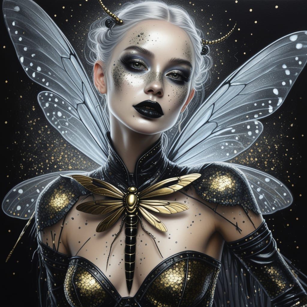 Gothic Fairy in Twinkling Black Leather