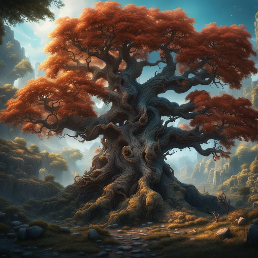 Mystical Tree in Detailed Fantasy Concept Art