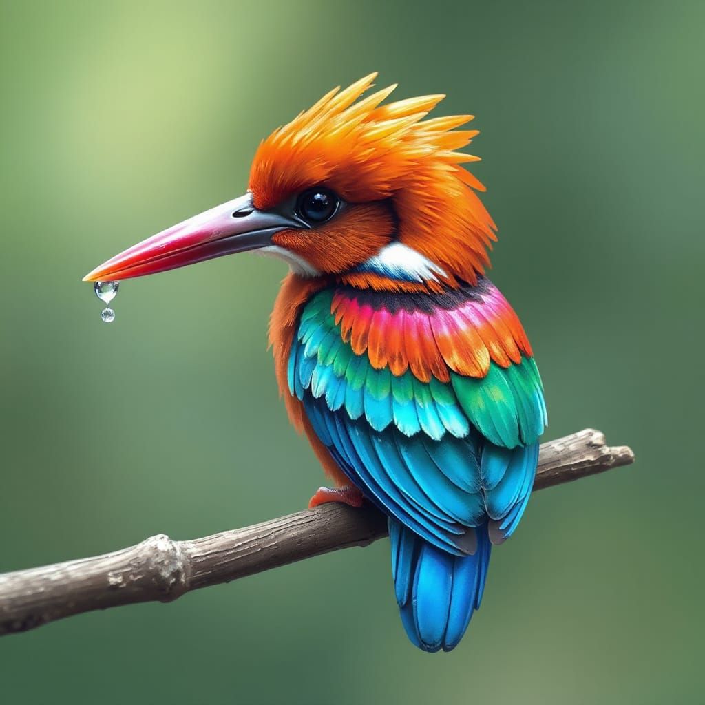 Whimsical Iridescent Kingfisher in Pastel Hues