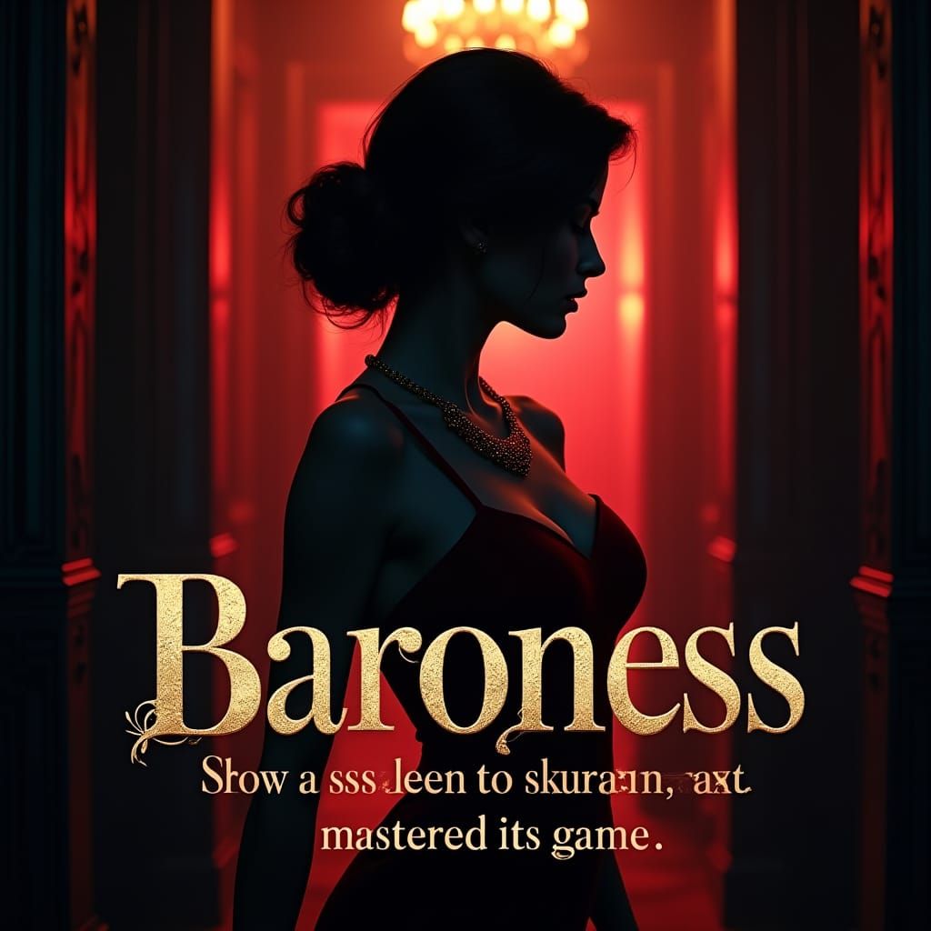 Mysterious Baroness in Red Dress Silhouette