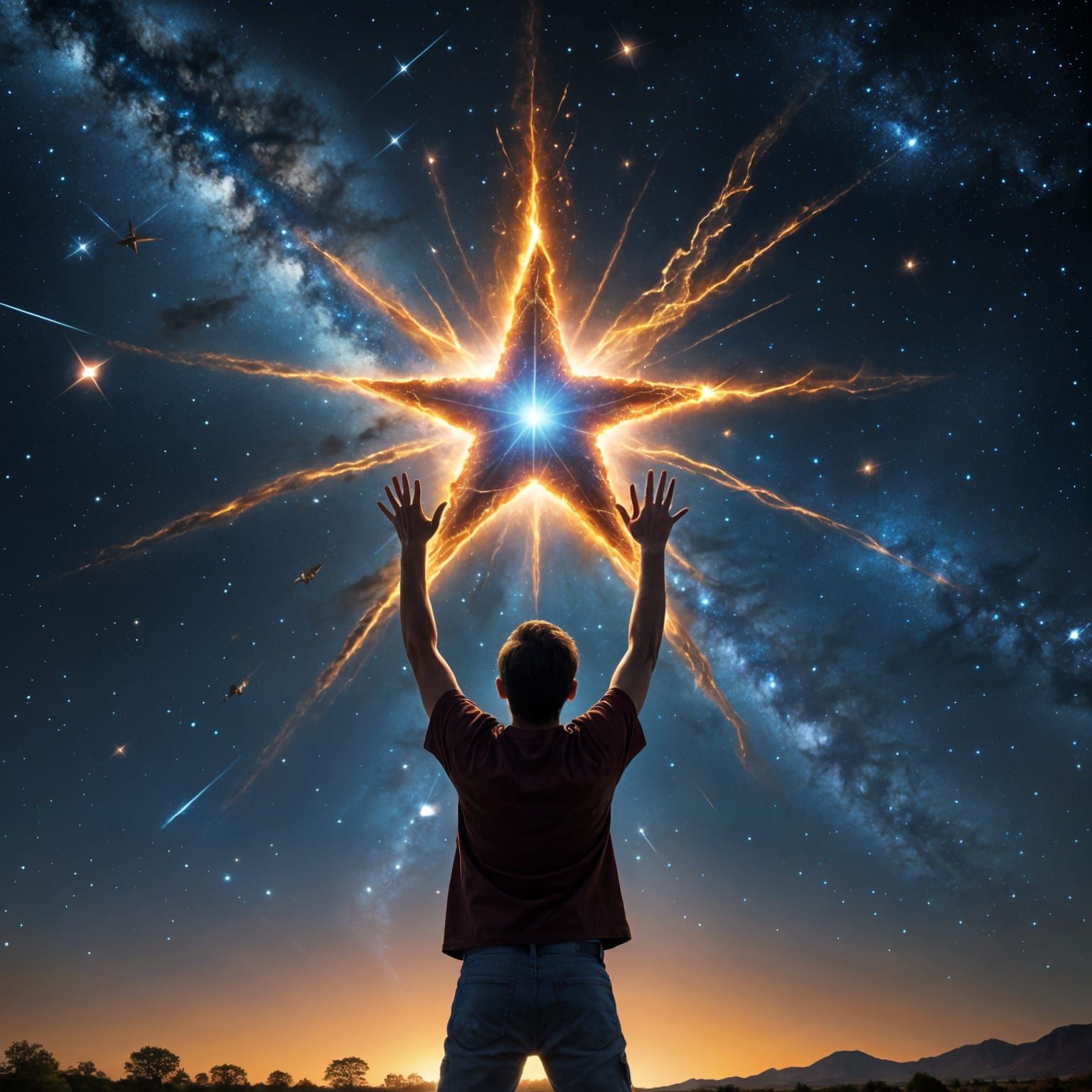 Godly Being Throws a Star into the Sky