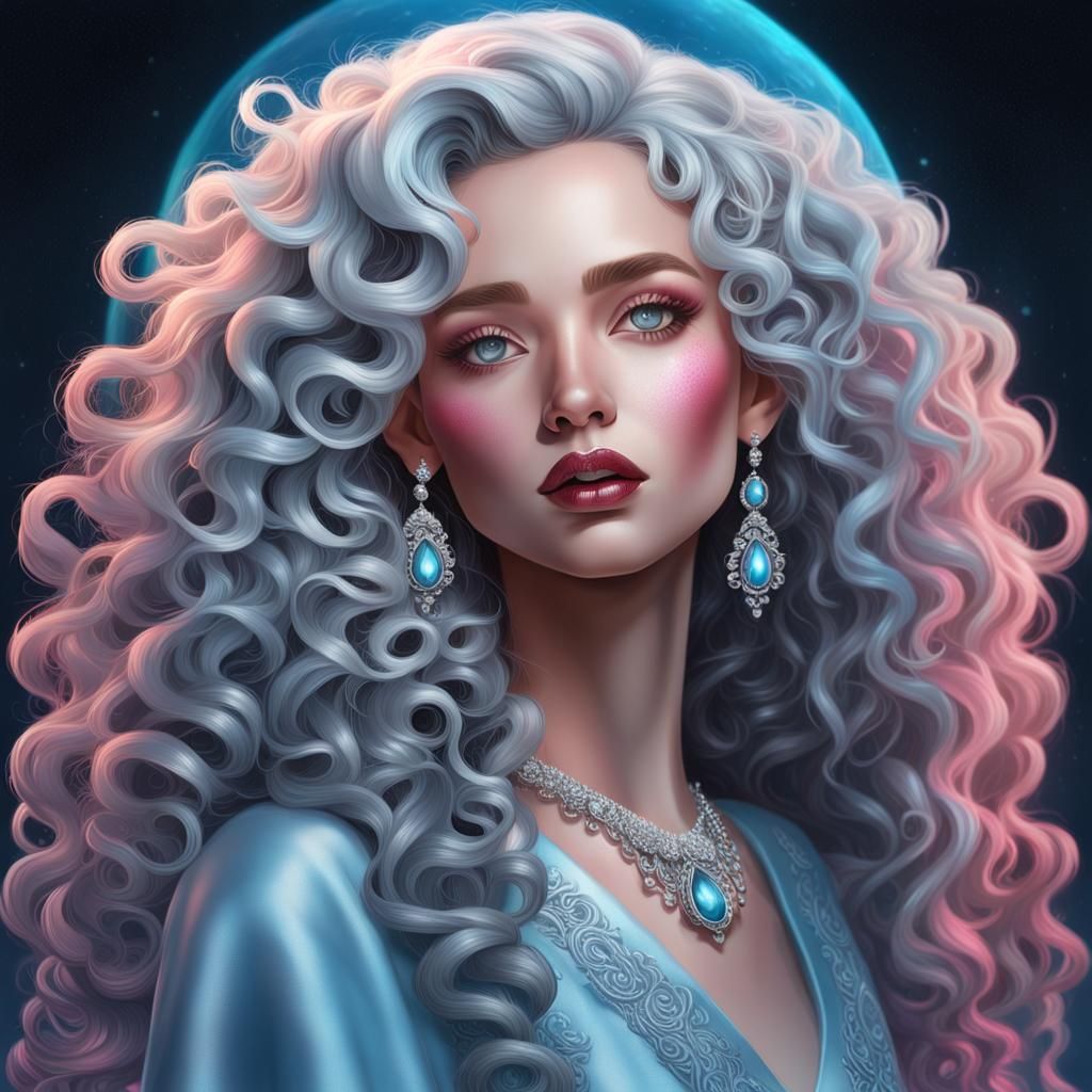 Hyperrealistic Portrait of a Young Woman with Silver Jewelry