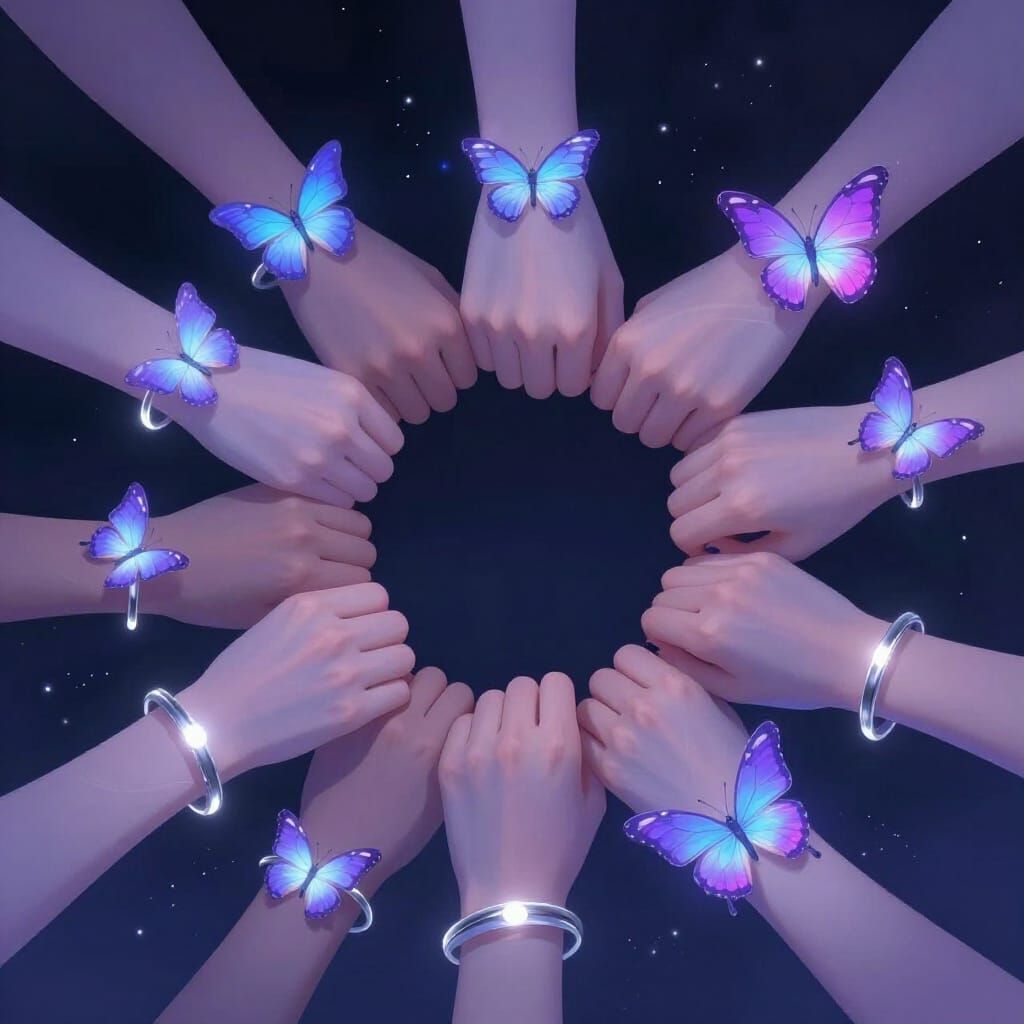 Eight Fisted Hands Circle with Moonlit Bracelets