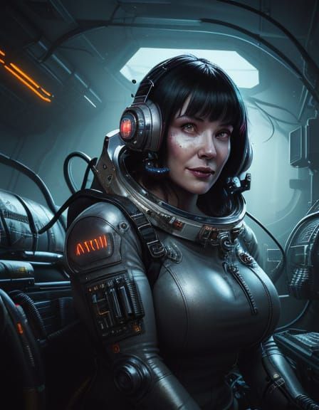 Cyberpunk Horror Astronaut in Space, Digital Art