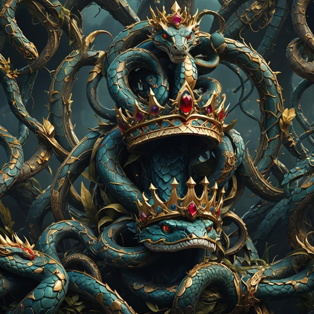 Fantastical Snake Crown in Detailed Matte Painting