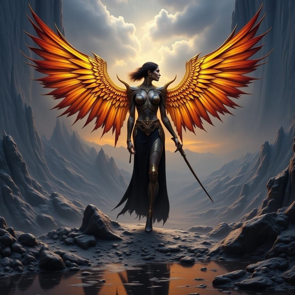 Sci-Fi Angel Engages in Intense Combat