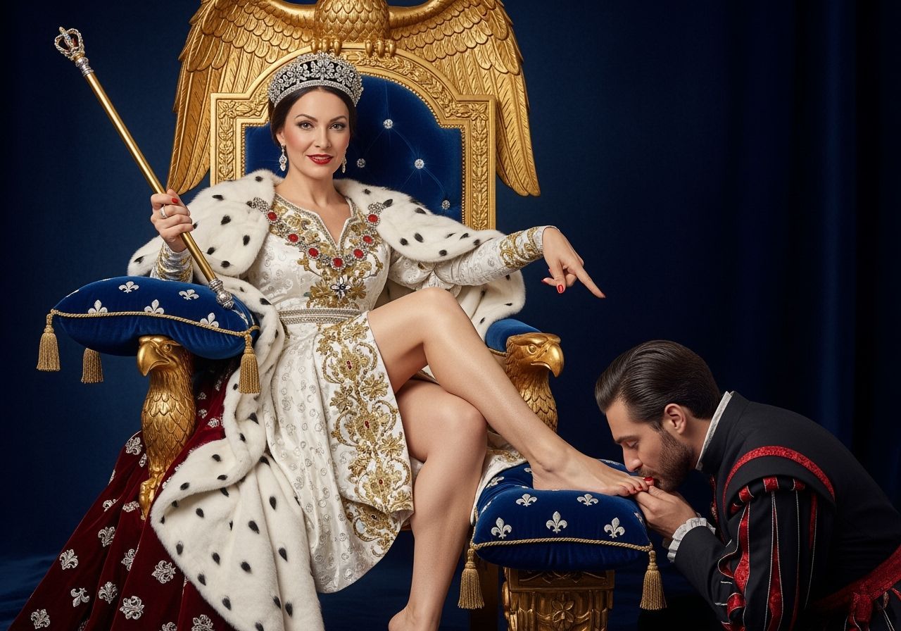 French Empress on Golden Throne, Photorealistic Style