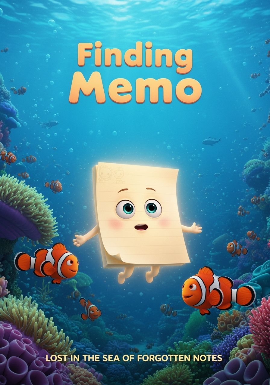 Movie Poster: Anthropomorphic Sticky Note in Underwater Worl...