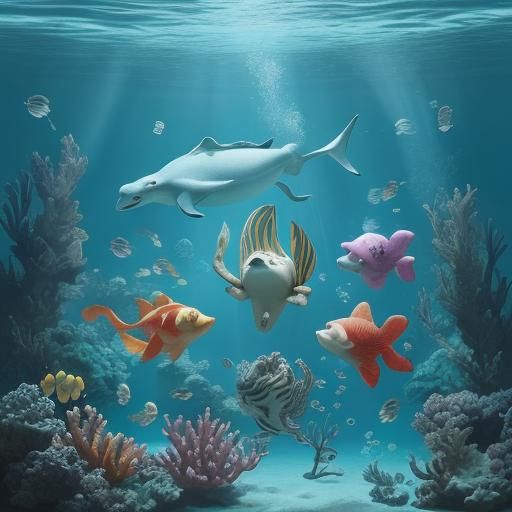 Colorful Aquatic Animals Generated by AI