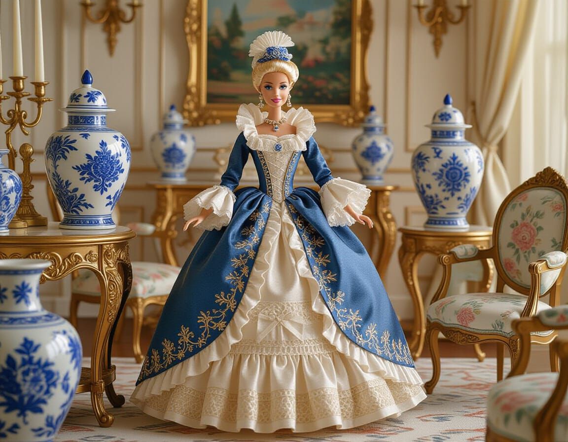 Historical Barbie in Luxurious Pre-Raphaelite Setting