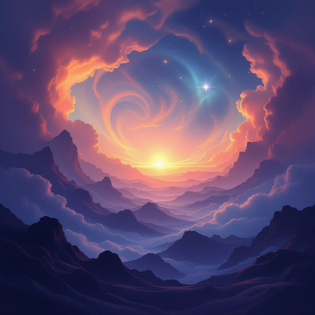 Ethereal Abstract Landscape of Infinite Nebulae