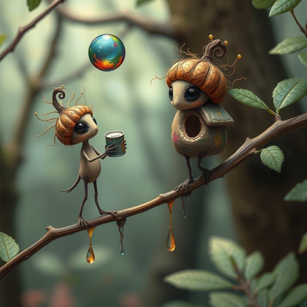 Whimsical Acorn People Paint the Forest