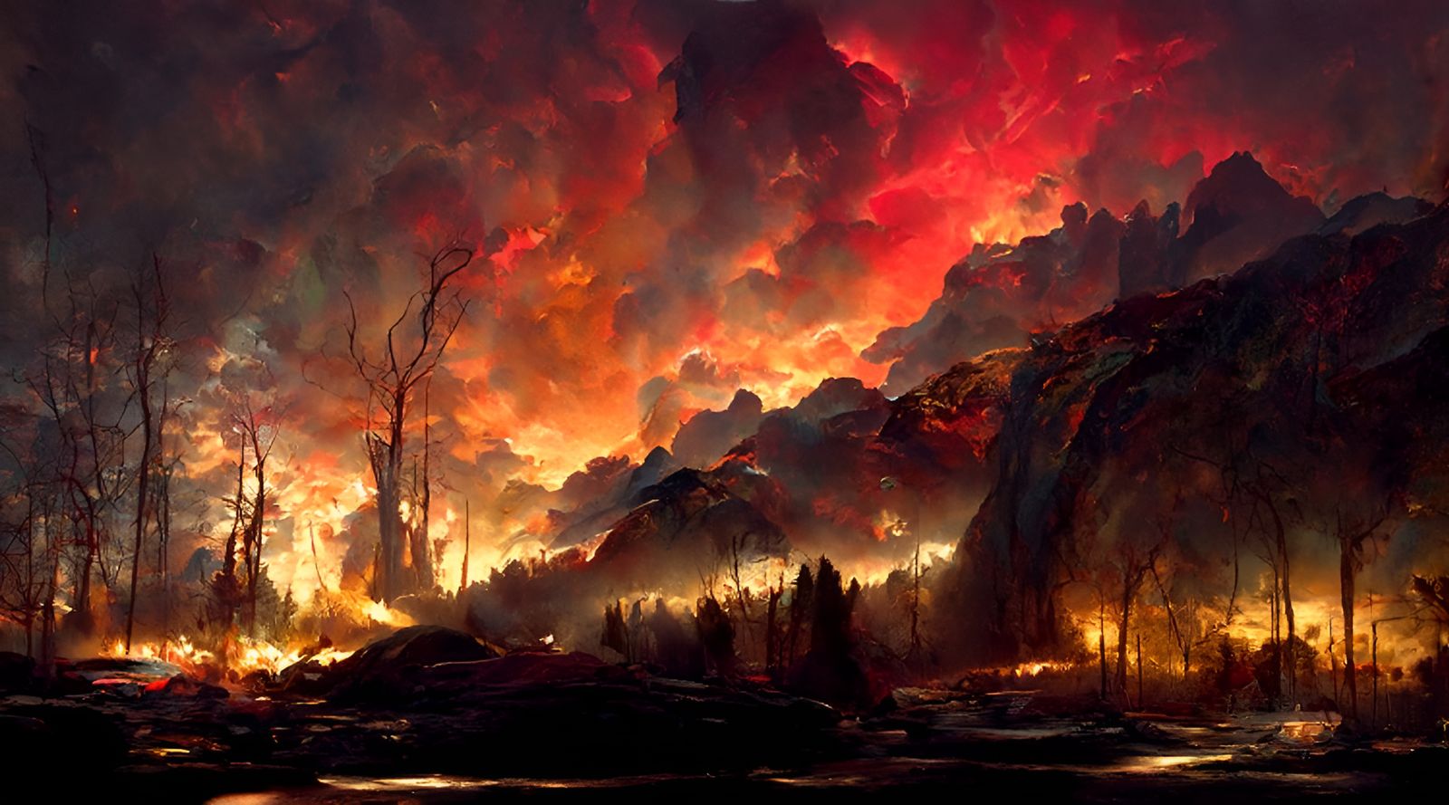 Inferno: Mountain Forest Fire Landscape