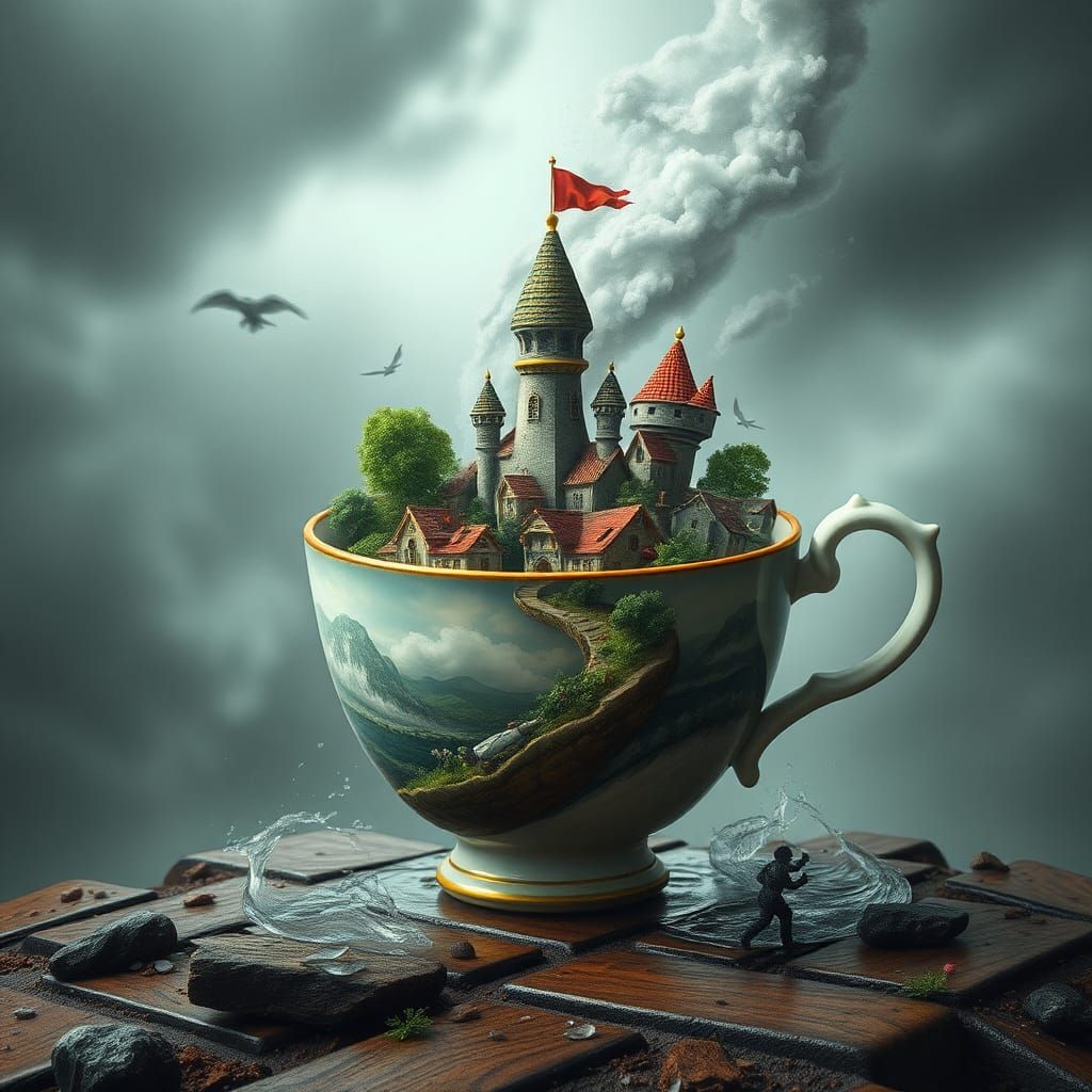 Miniature Village Storm in a Teacup