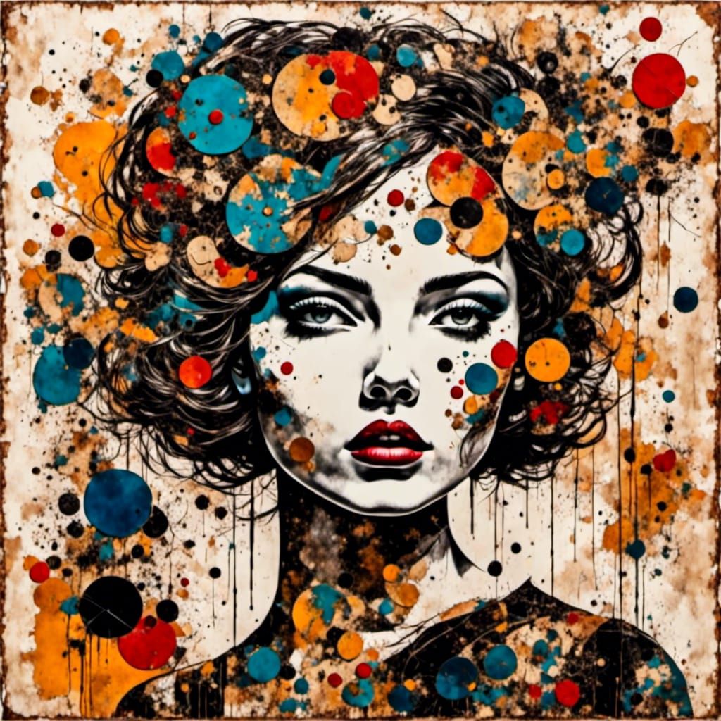 Pop Art Girl with Bauhaus Collage Elements