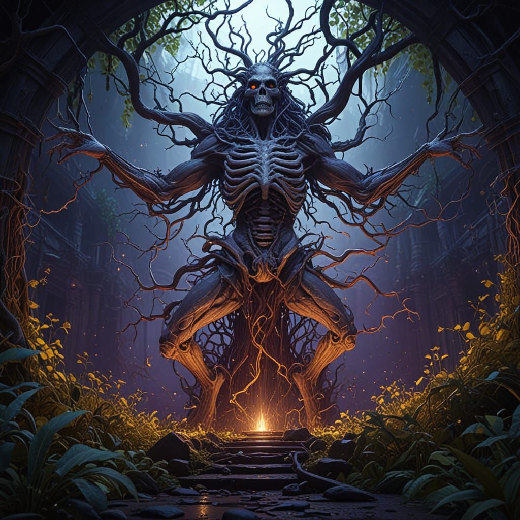 Dark Fantasy Jungle Masterpiece in Art Nouveau Style