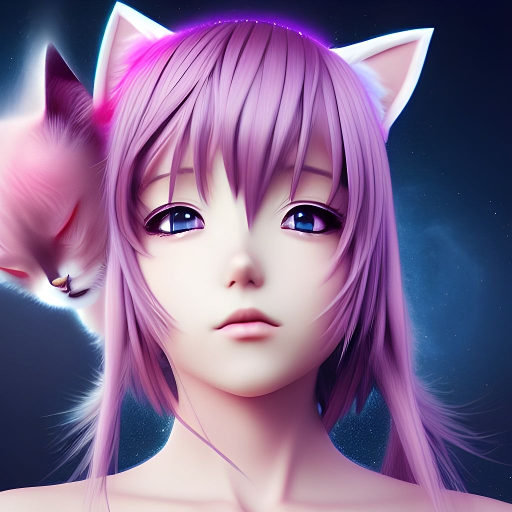 Anime Pop Star with Cat Ears in Crystalite 3D Render