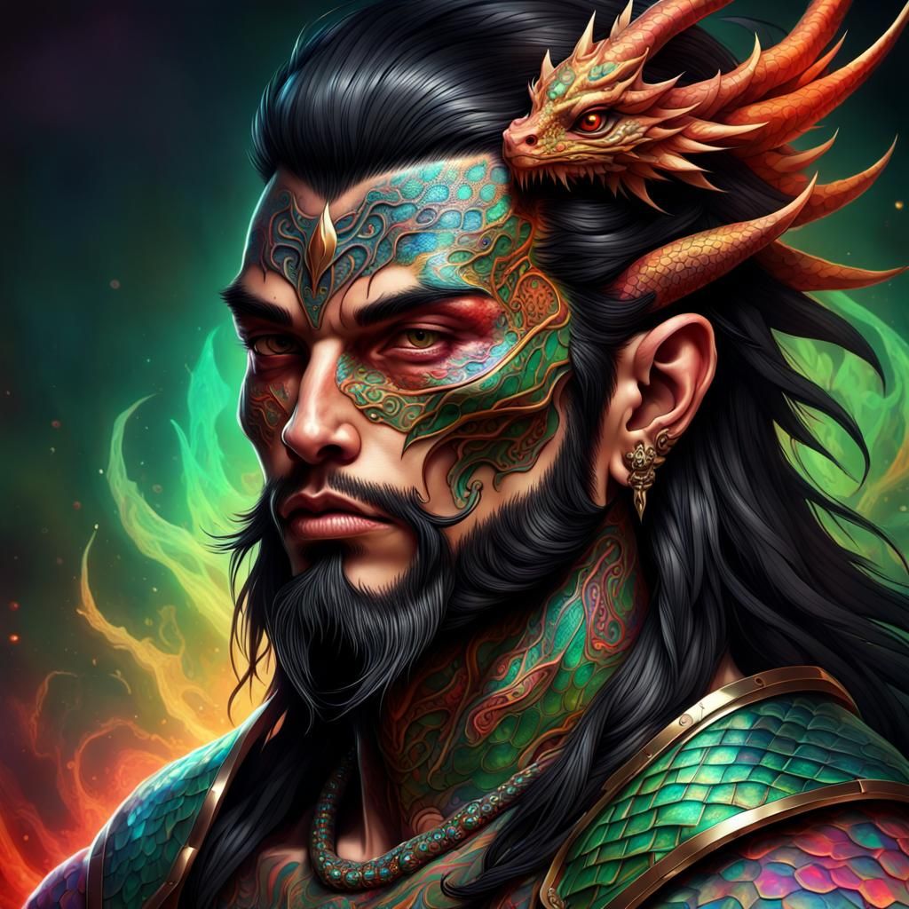 Draganoid with Human Head in Digital Art