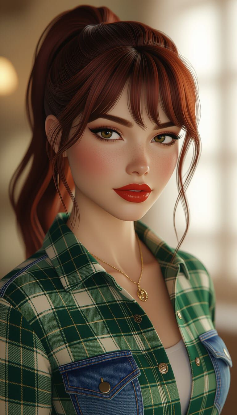 Burgundy Hair Portrait with Dynamic Lighting