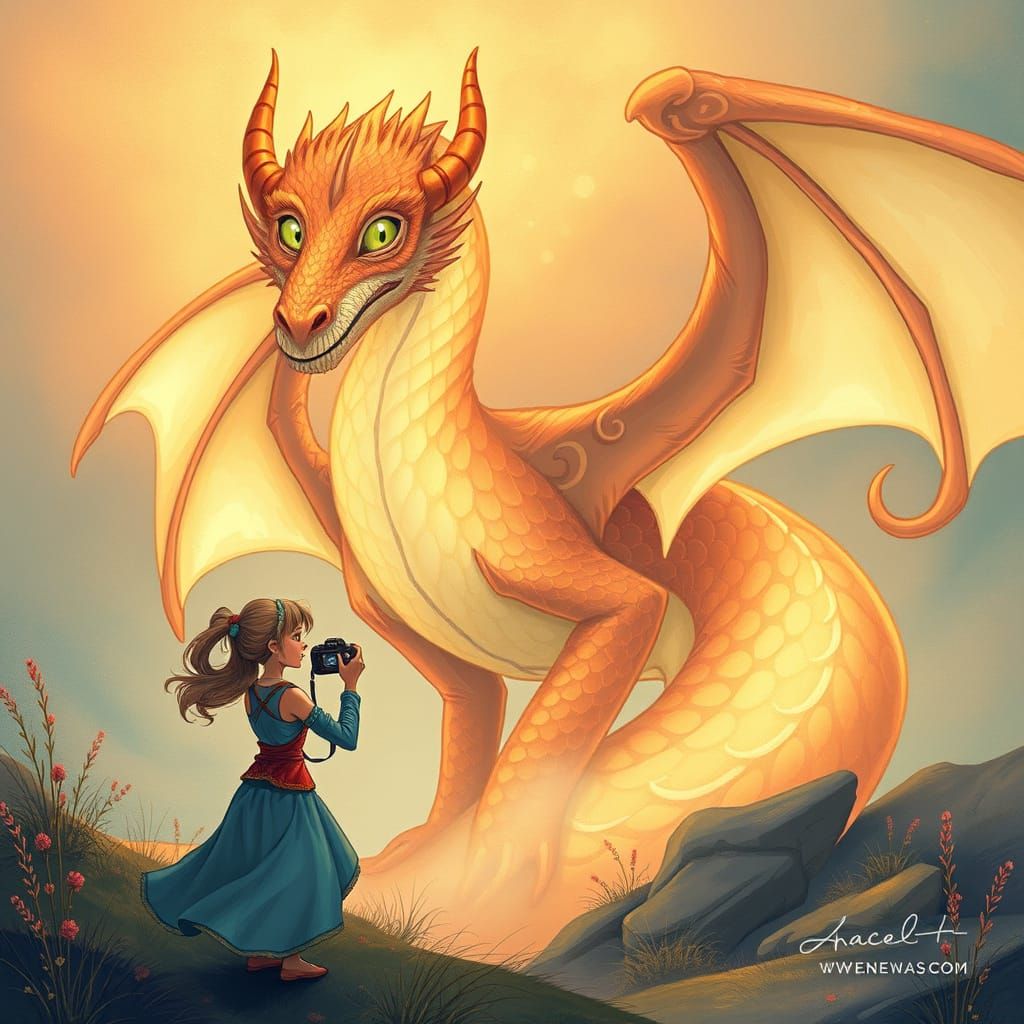 Alice Draws a Dragon in Whimsical Style