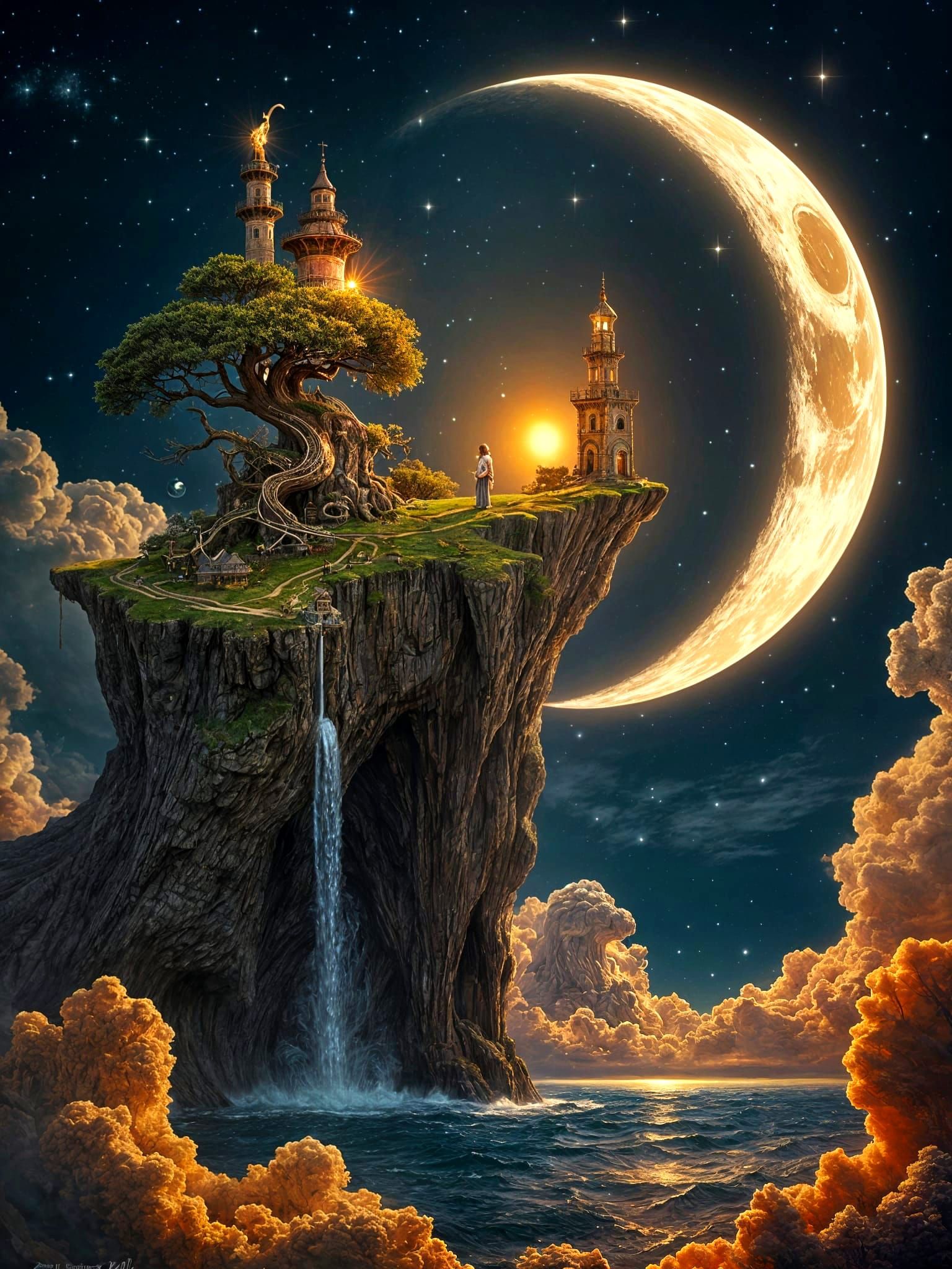 Surreal Stargate in a Cracked MC Escher Cloudscape