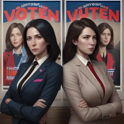 Female Lawyers in Political Arena: Hyperdetailed Concept Art