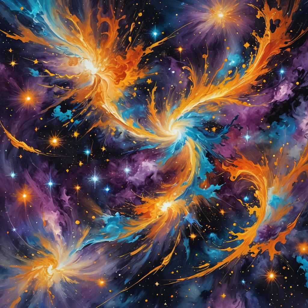 Cosmic Earth: Abstract Expressionist Galaxy Art