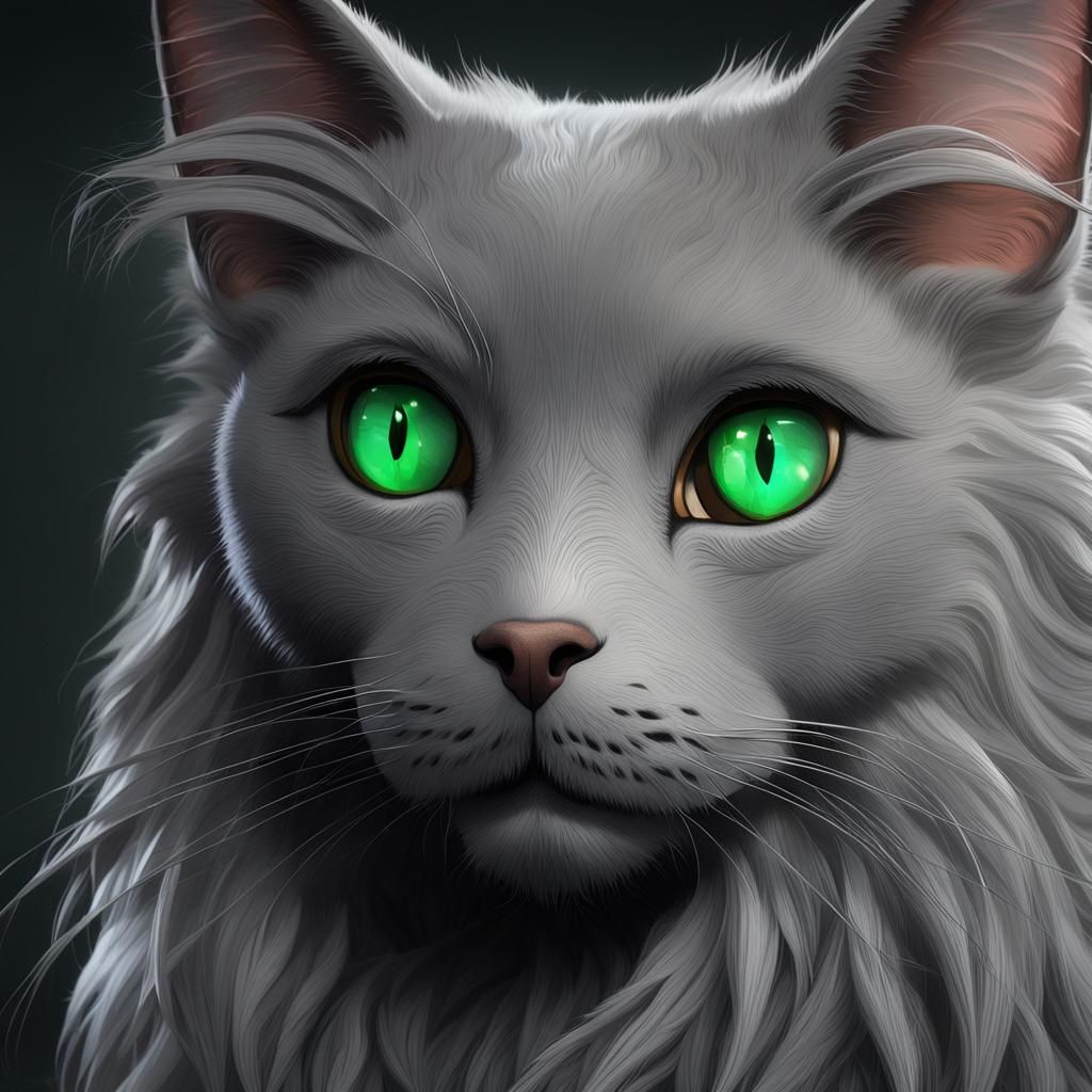 Elegant Gray Nebelung Cat Portrait