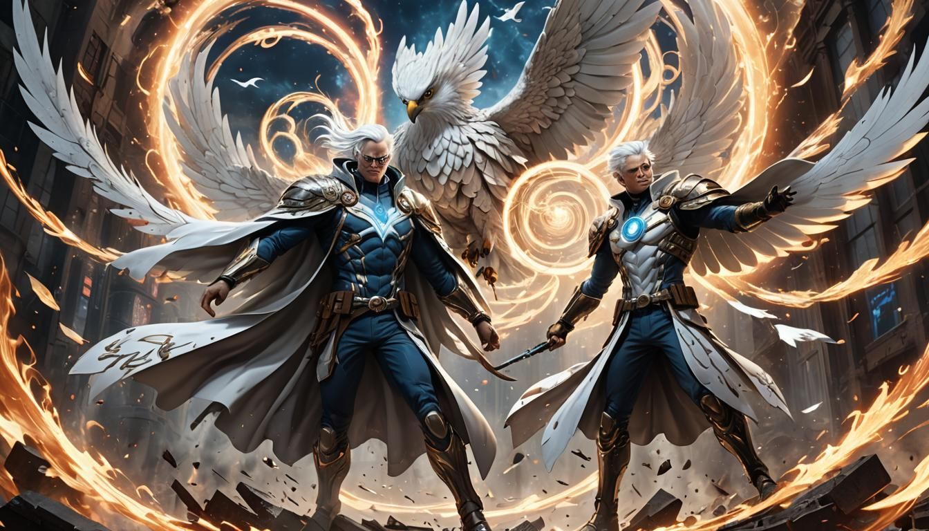 Hawk and Dove: Anime-Style Digital Matte Painting