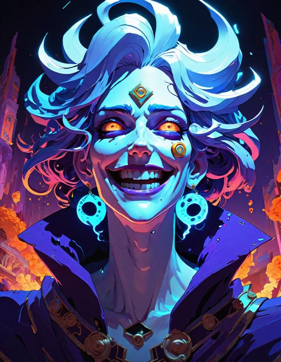 Anime Girl with Psychedelic Eyes in Hades Style