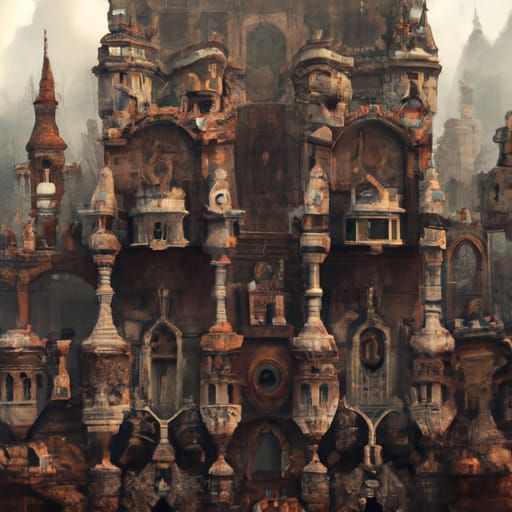 Ethereal Folk Horror Castle Concept Art