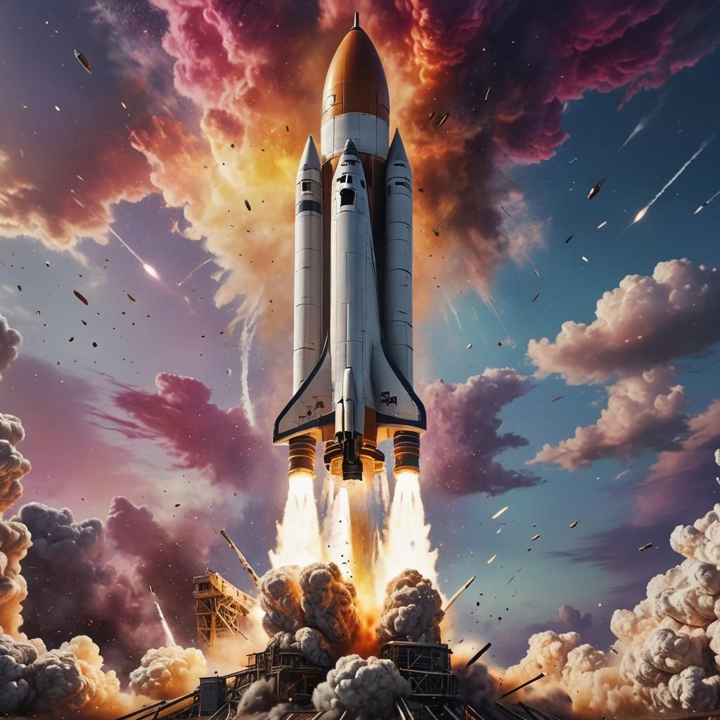 Hyperrealistic Rocket Launching with Dramatic Thrust