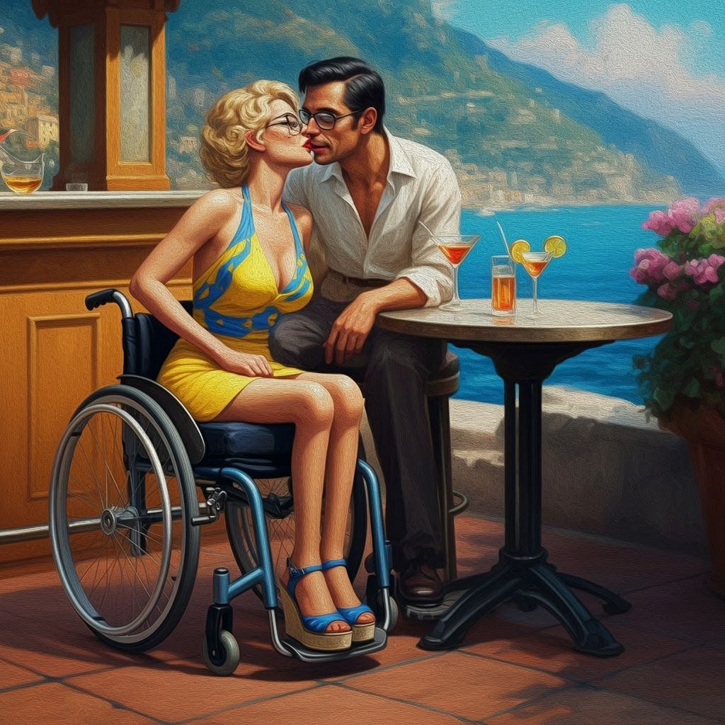 Riviera Romance: Woman in Wheelchair Kissing Boyfriend