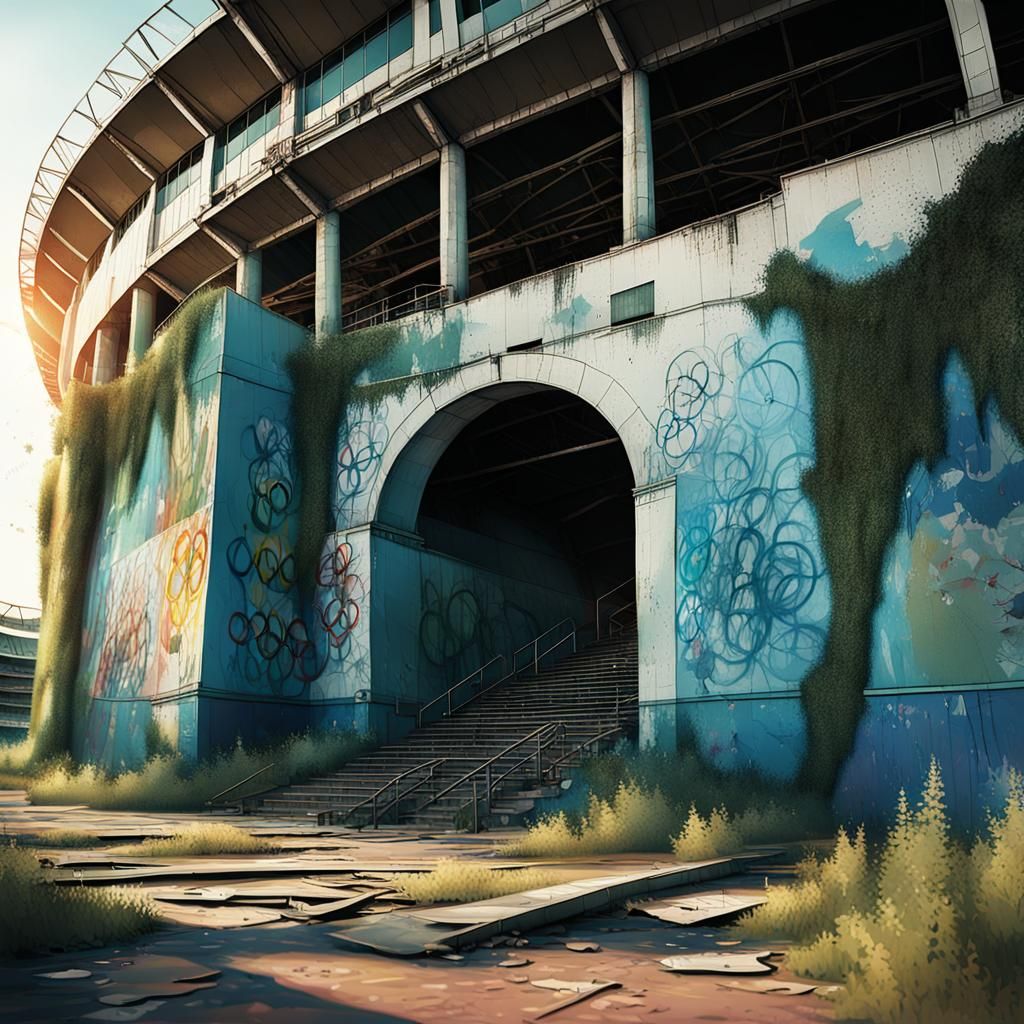 Abandoned Olympic Stadium in Evening Light