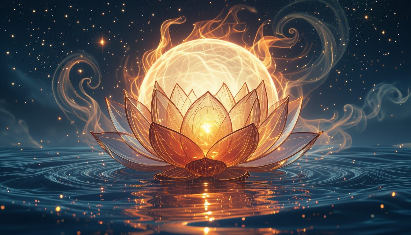 Radiant Solar Lotus in Dreamlike Matte Painting