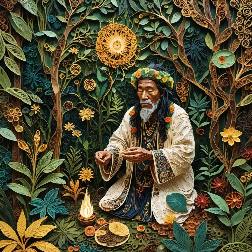 Amazon Shaman Practicing Plant Medicine with Light Network