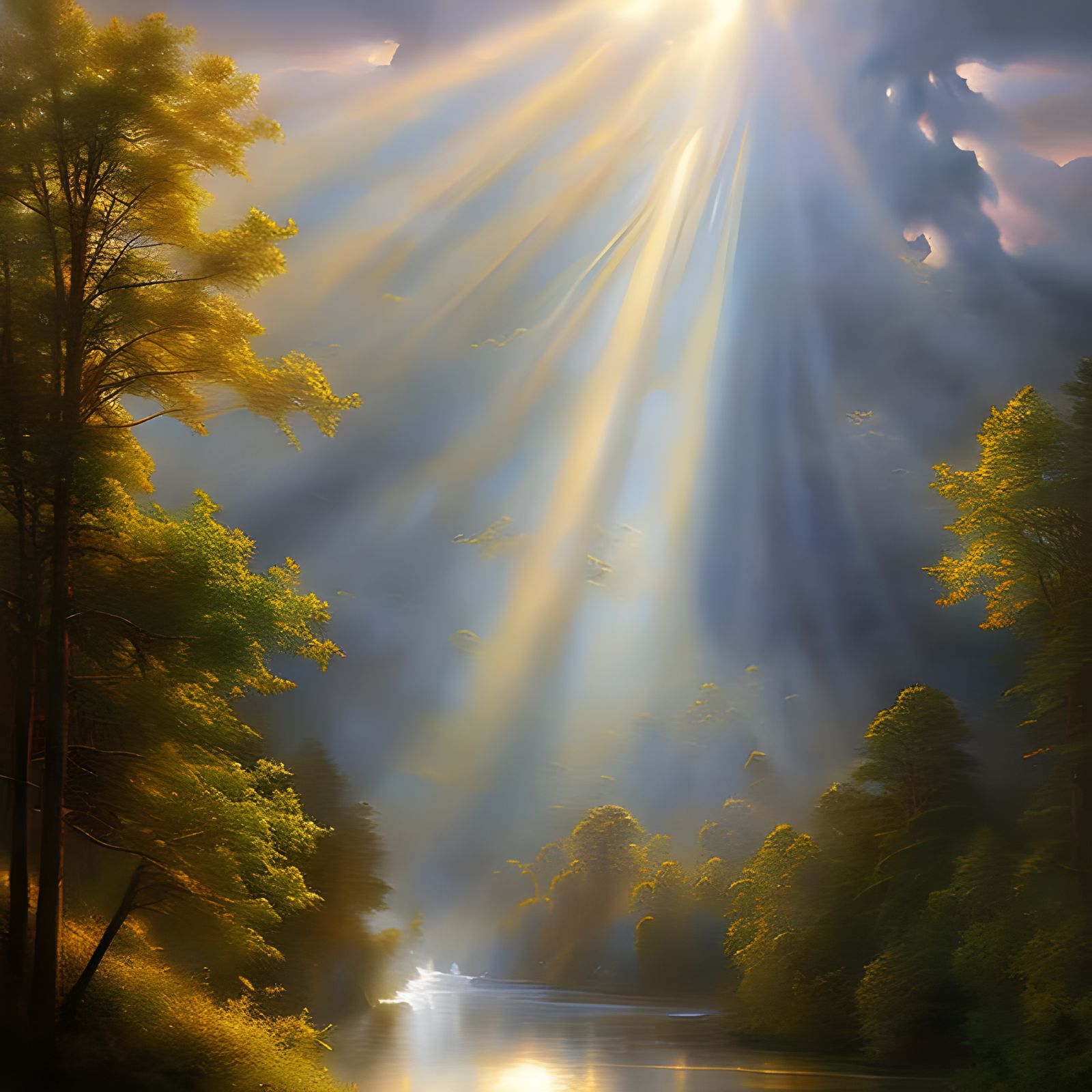 Powerful Figure in Ethereal Fantasy Oil Painting