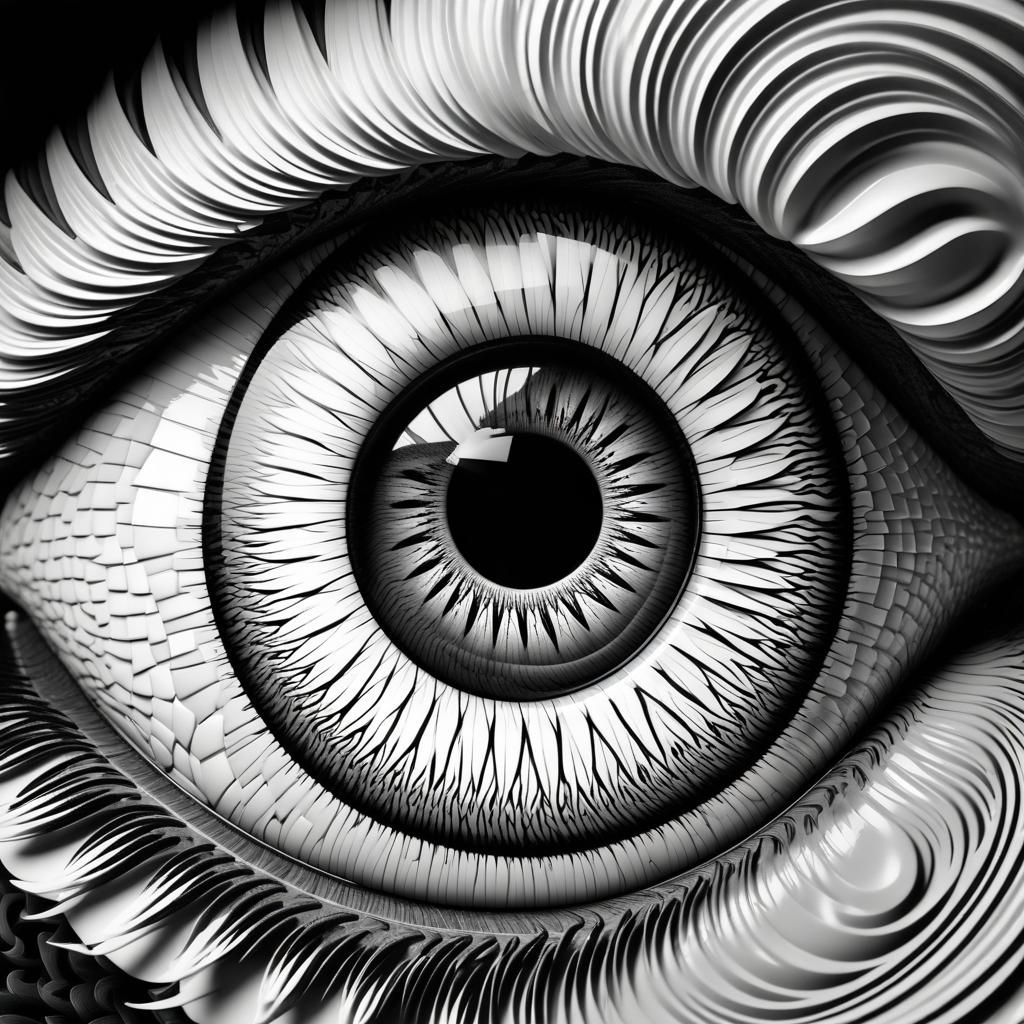 Hypnotic Eye: 3D Optical Illusion in Black and White