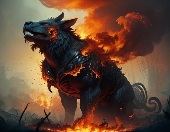 Inferno: Jungle Fire in Expressionist Style