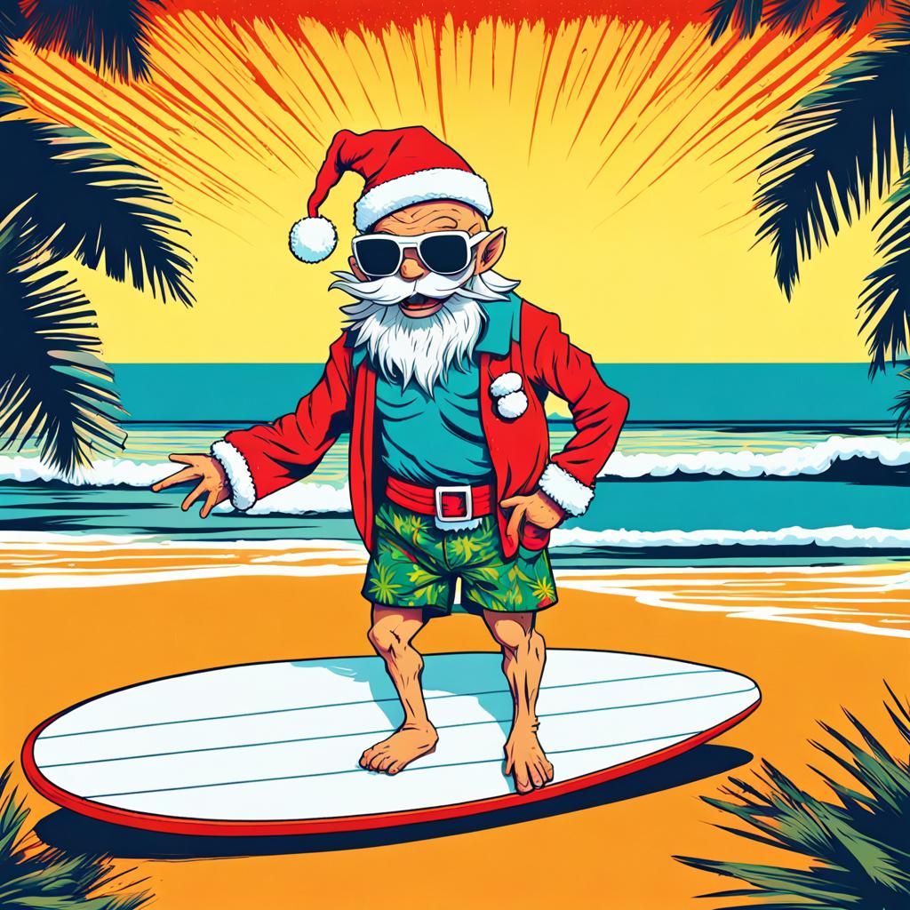 Master Roshi Christmas Card in Geometric Pop Art Style
