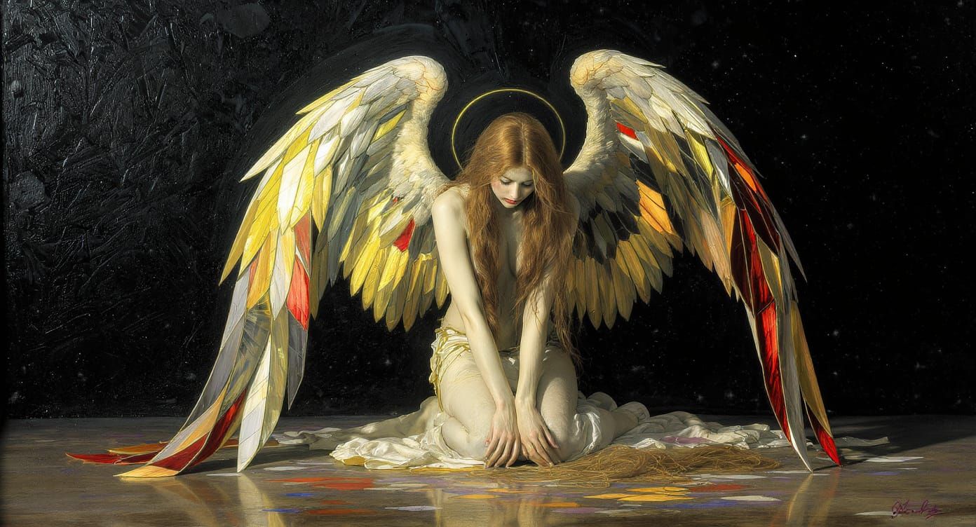 Fantasy Angel with Stained Glass Wings