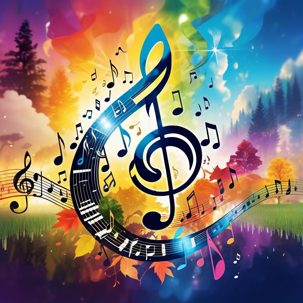 Harmonic Double Exposure: Music Note in Nature