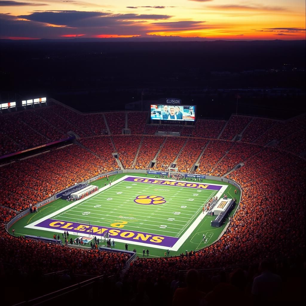 Clemson Football Stadium at Sunset in Cinematic Style