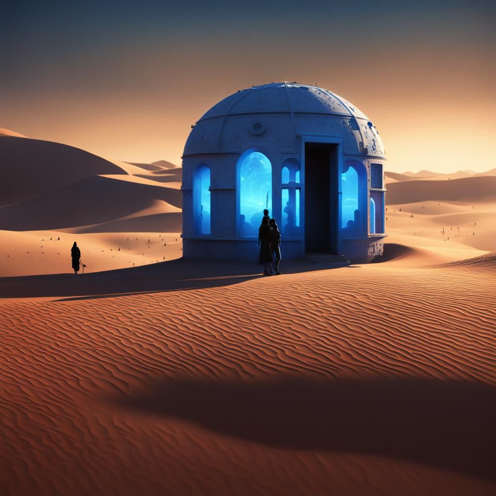 Desert Prison Pod with Blue Light: Fantasy Concept Art
