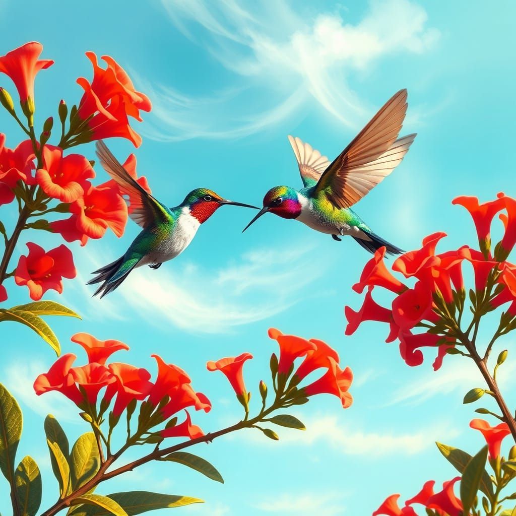Vibrant Hummingbirds in New Mexico Florals