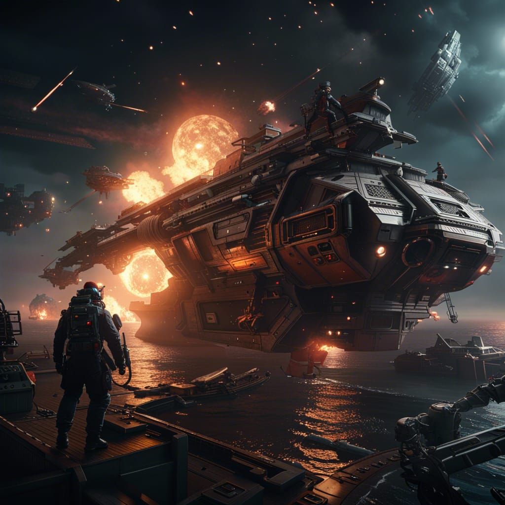 Space Pirates Boarding Ship with Laser Fire